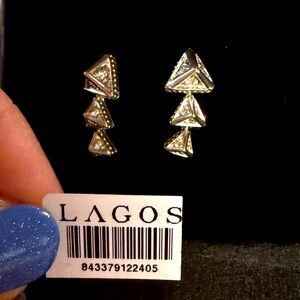 Lagos Pyramid Crawler Diamond Studs sterling silver $1400